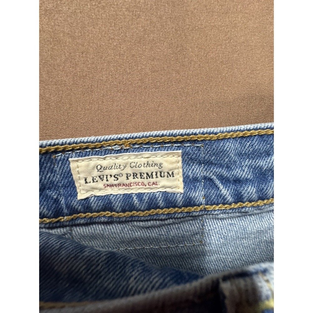 Levis Jeans Womens 25 Blue Ribcage Straight Ankle Button Fly Casual Distressed - Picture 5 of 10